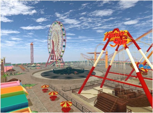 Virtual amusement-park environment used in the VR experiment